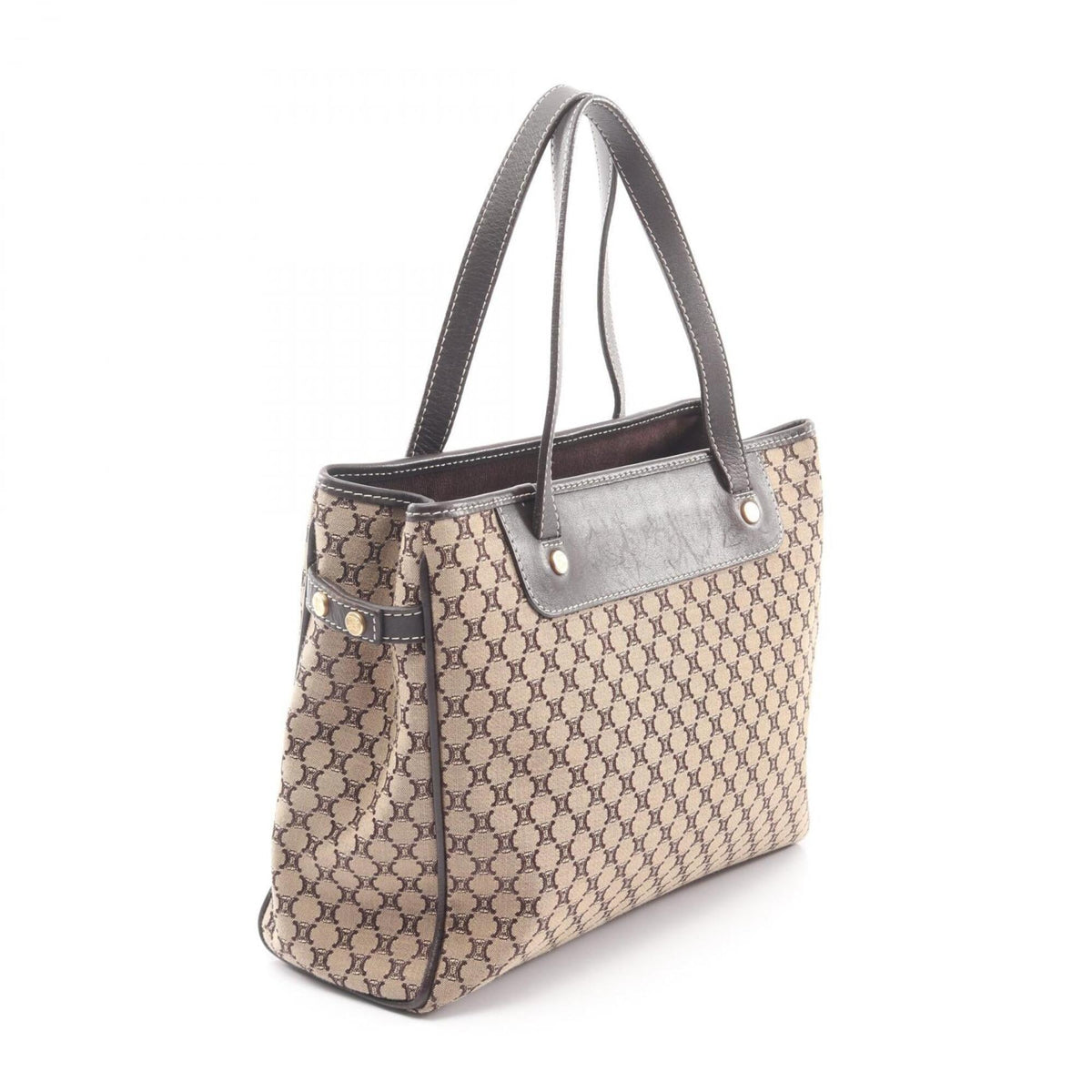 Celine Beige Brown Canvas Leather Handbag (Pre-Owned)