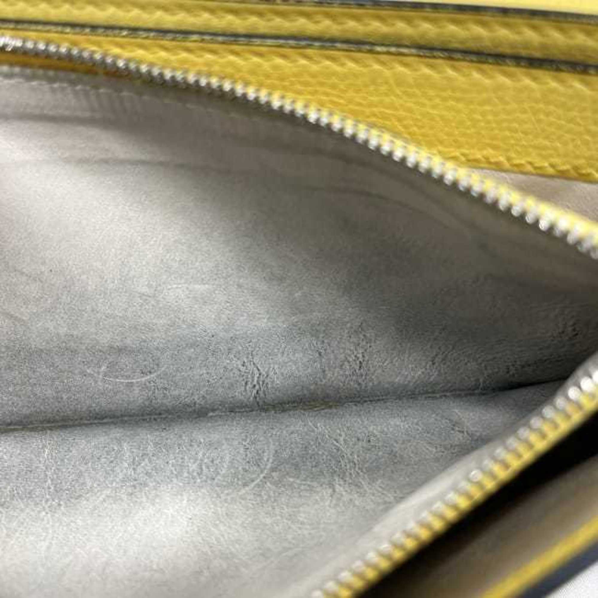 Valextra Yellow Leather Long Wallet (Bi-Fold) (Pre-Owned)