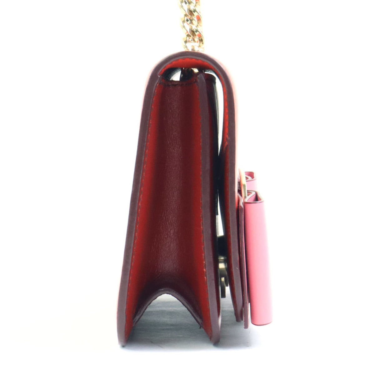 Salvatore Ferragamo Pink Red Color Leather Shoulder Bag (Pre-Owned)