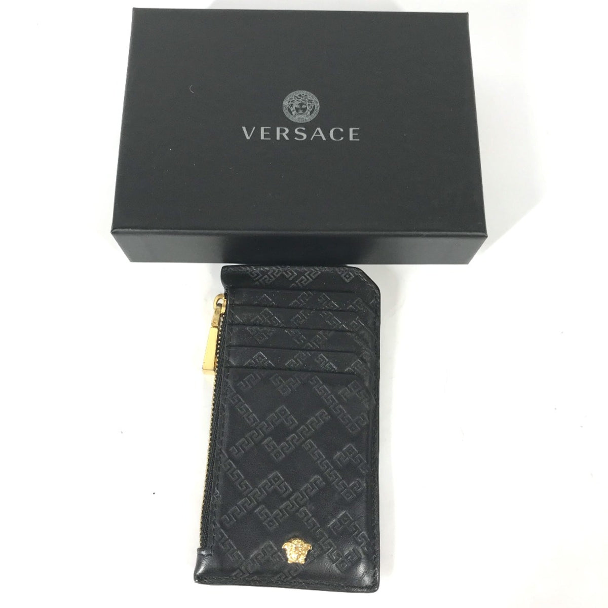 Versace Black Leather Coin Purse/Coin Case (Pre-Owned)