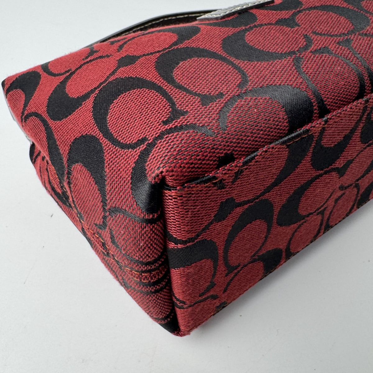 Coach Red Color Canvas Handbag Pouch (Pre-Owned)