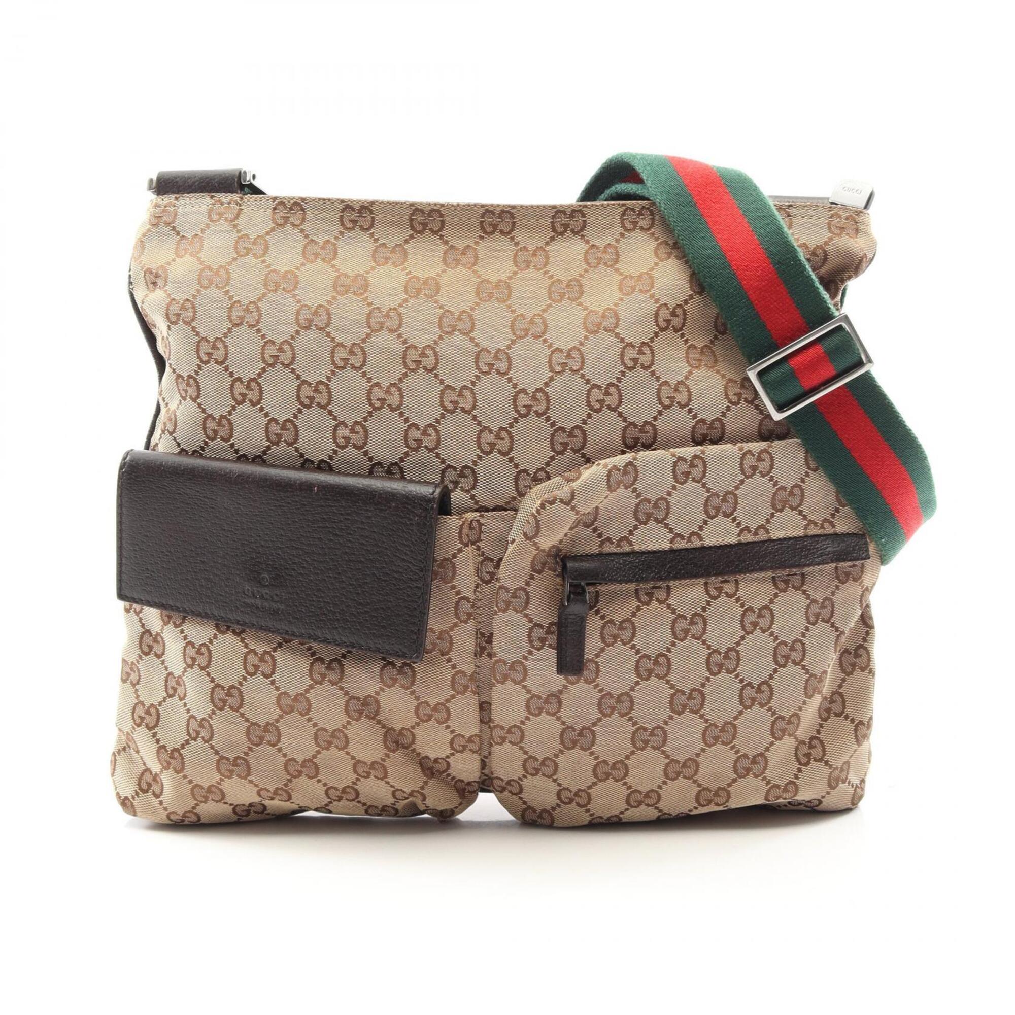 Gucci Beige Brown Multi-Color Canvas Leather Handbag Shoulder Bag (Pre-Owned)