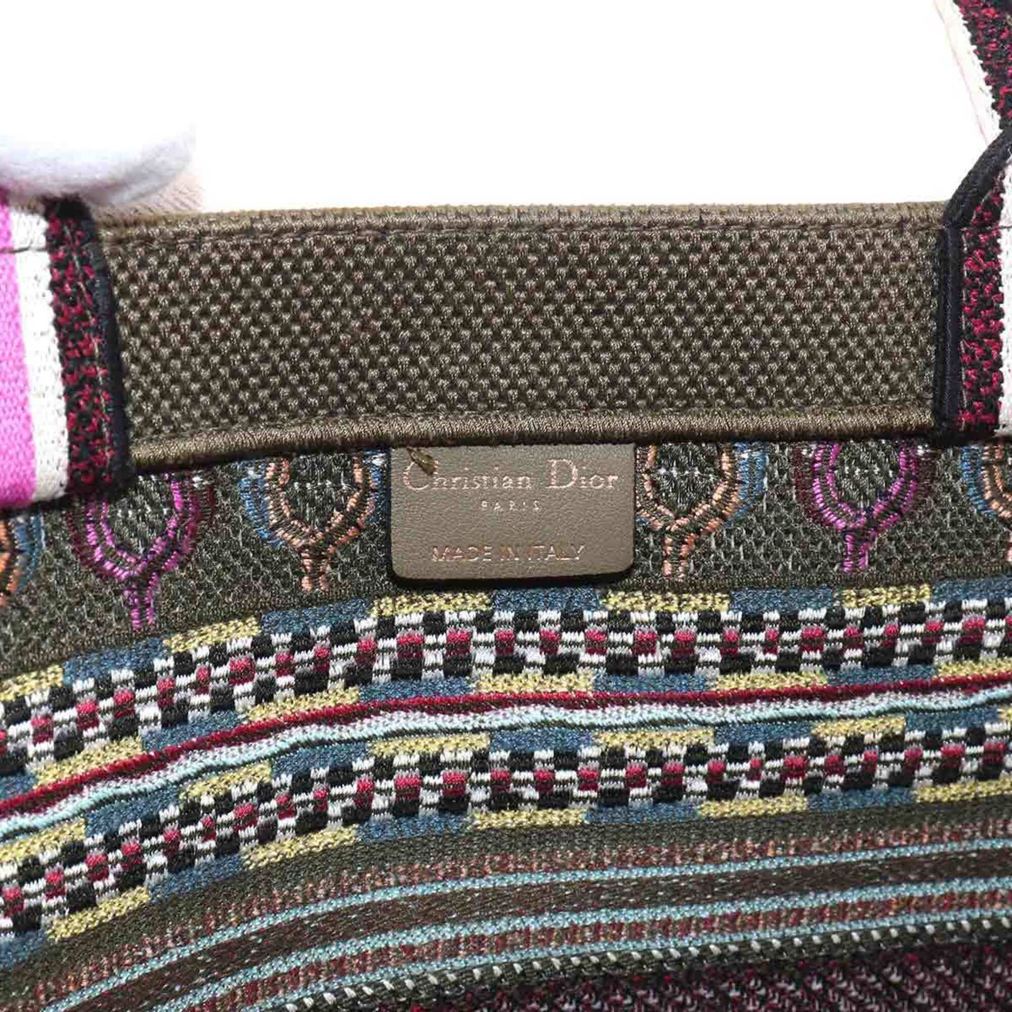 Christian Dior Khaki Multi-Color Canvas Handbag Tote Bag (Pre-Owned)