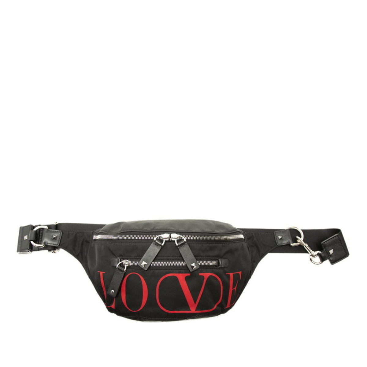 Valentino Black Red Color Nylon Leather Sling Bag (Pre-Owned)