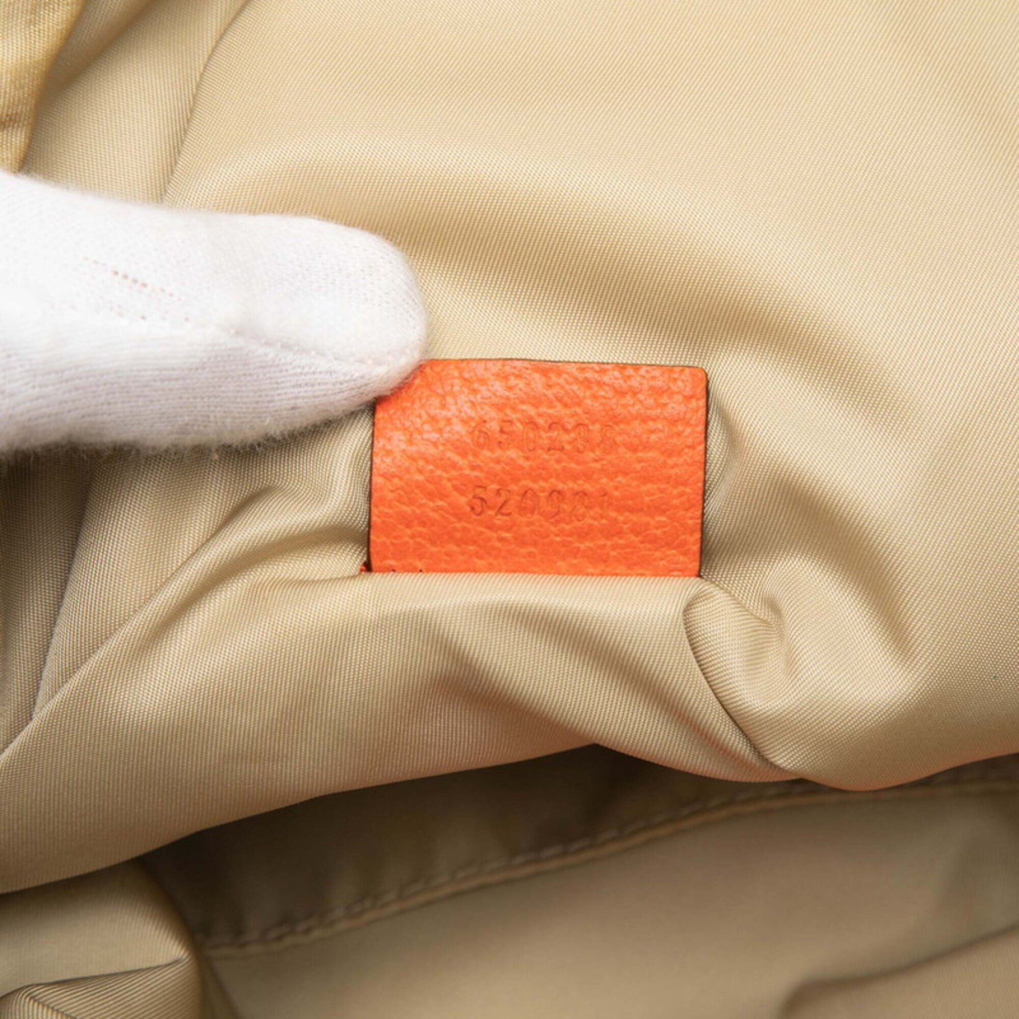 Gucci Beige Orange Canvas Leather Backpack (Pre-Owned)