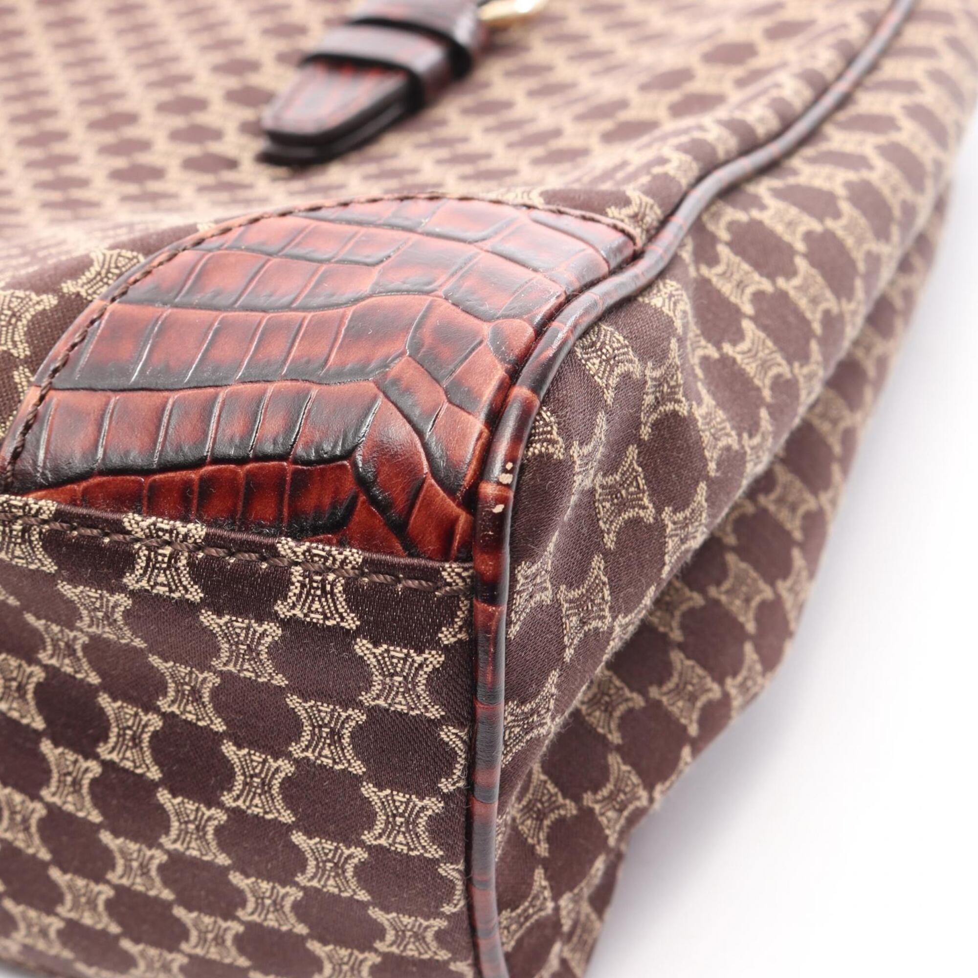 Celine Macadam Brown Canvas Leather Handbag Tote Bag (Pre-Owned)
