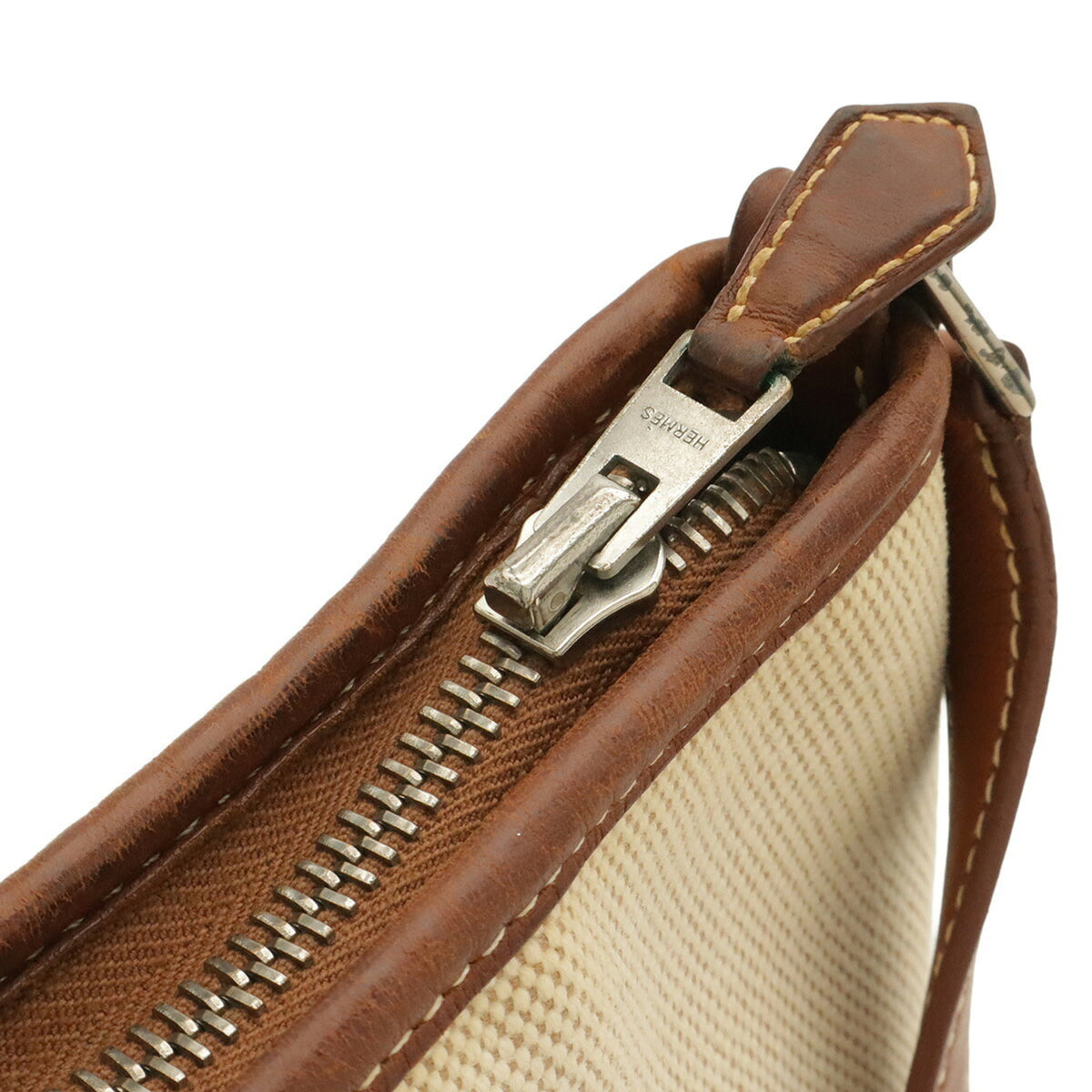 Hermes Berlingo Brown Natural Toile H Leather Shoulder Bag (Pre-Owned)