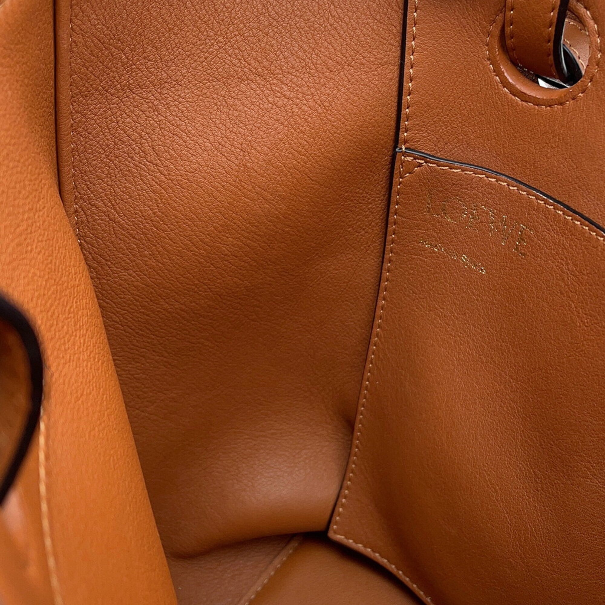 Loewe Beige Brown Canvas Leather Handbag Shoulder Bag Tote Bag (Pre-Owned)
