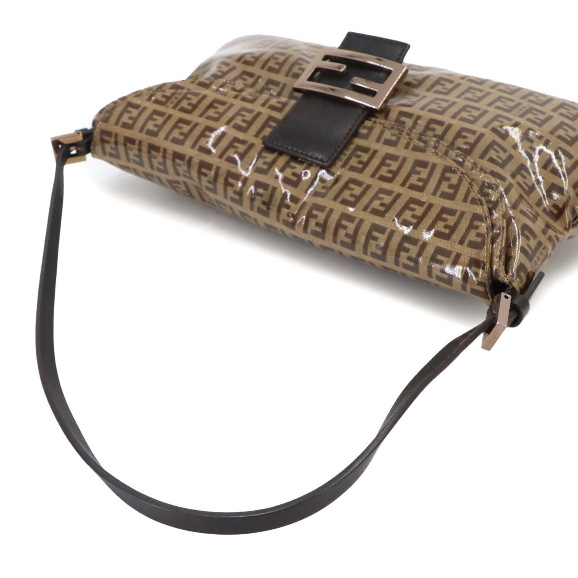 Fendi Beige Brown Zucchino Handbag Shoulder Bag (Pre-Owned)