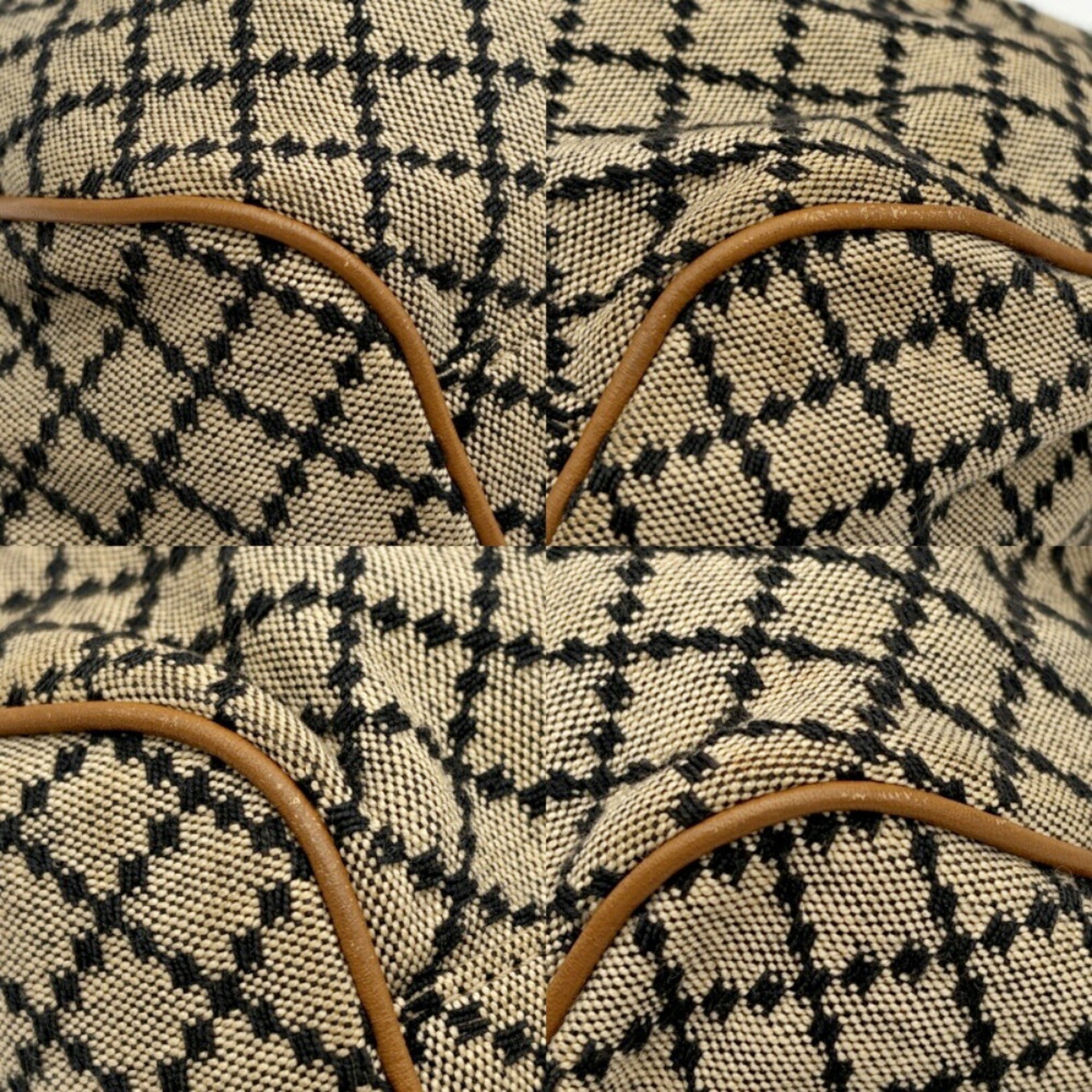 Gucci Brown Canvas Leather Shoulder Bag (Pre-Owned)
