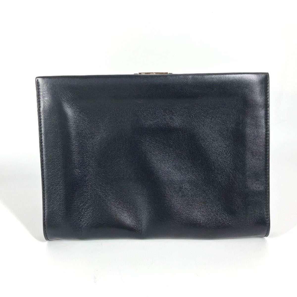 Salvatore Ferragamo Gancini Black Leather Clutch Bag (Pre-Owned)