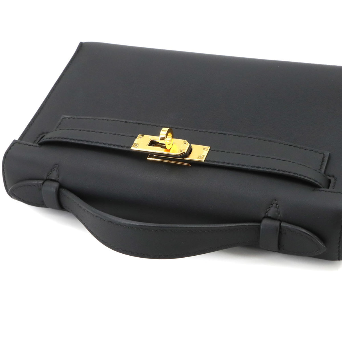 Hermes Kelly Black Swift Leather Handbag (Pre-Owned)