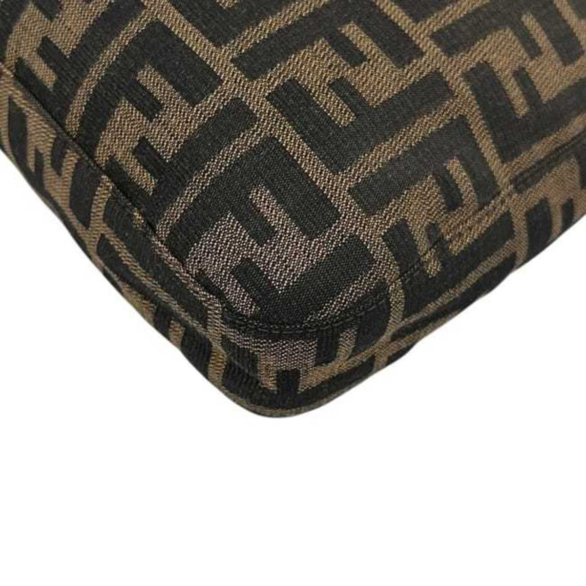 Fendi Zucca Green Khaki Canvas Leather Shoulder Bag (Pre-Owned)