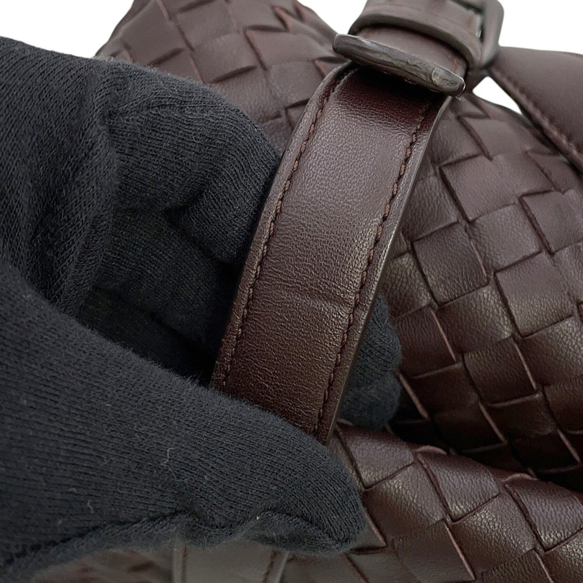Bottega Veneta Intrecciato Bordeaux Leather Handbag (Pre-Owned)