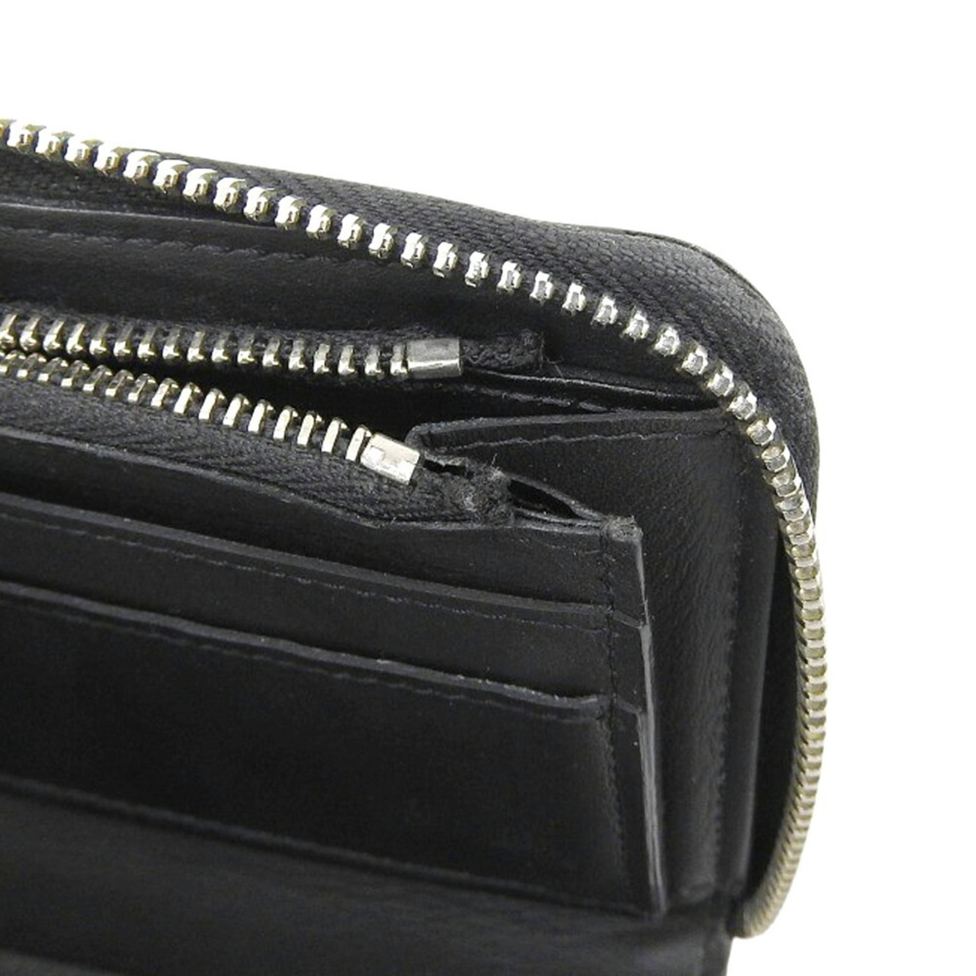 Louis Vuitton Black Leather Long Wallet (Bi-Fold) (Pre-Owned)