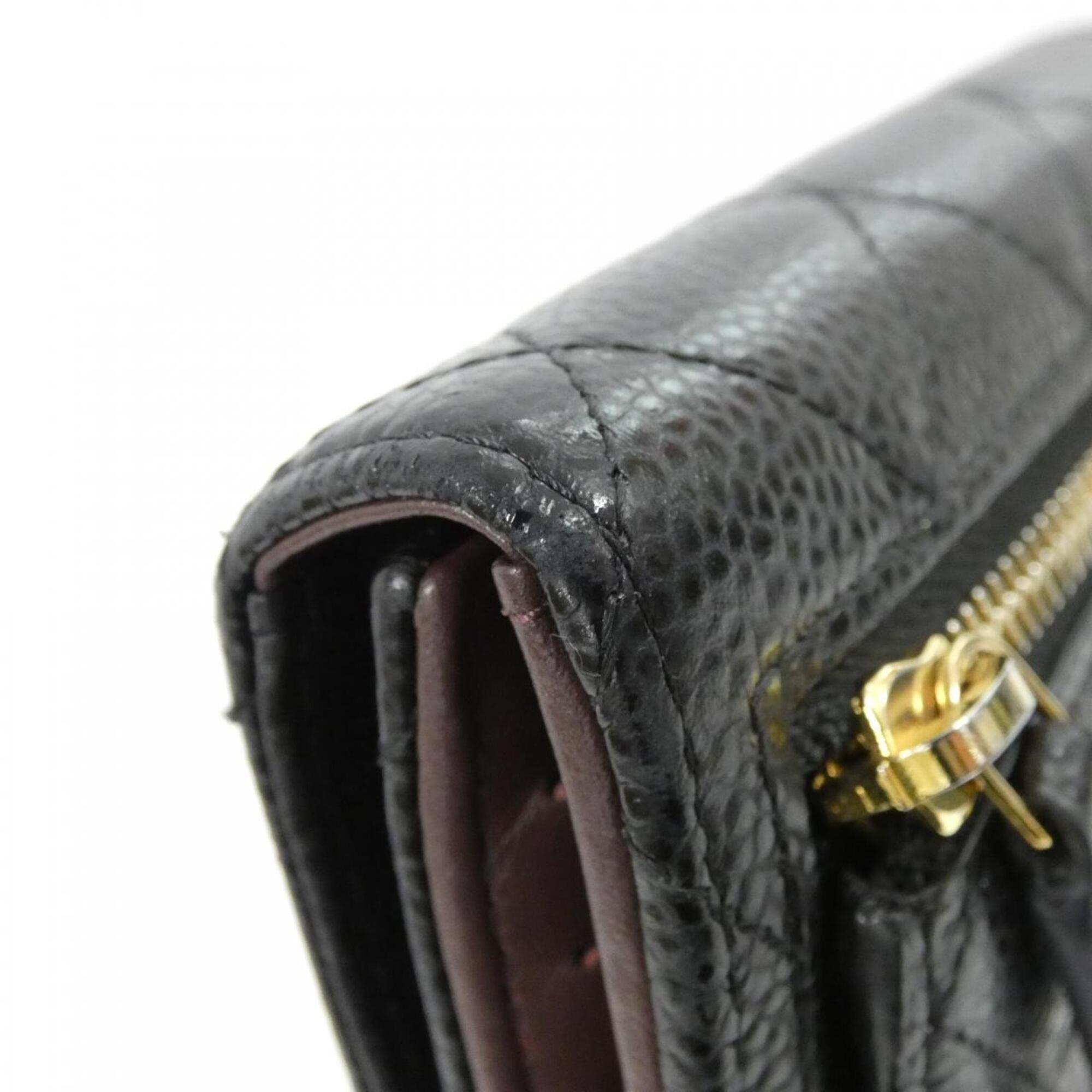 Chanel Black Bordeaux Grained Calfskin Wallet (Tri-Fold) (Pre-Owned)