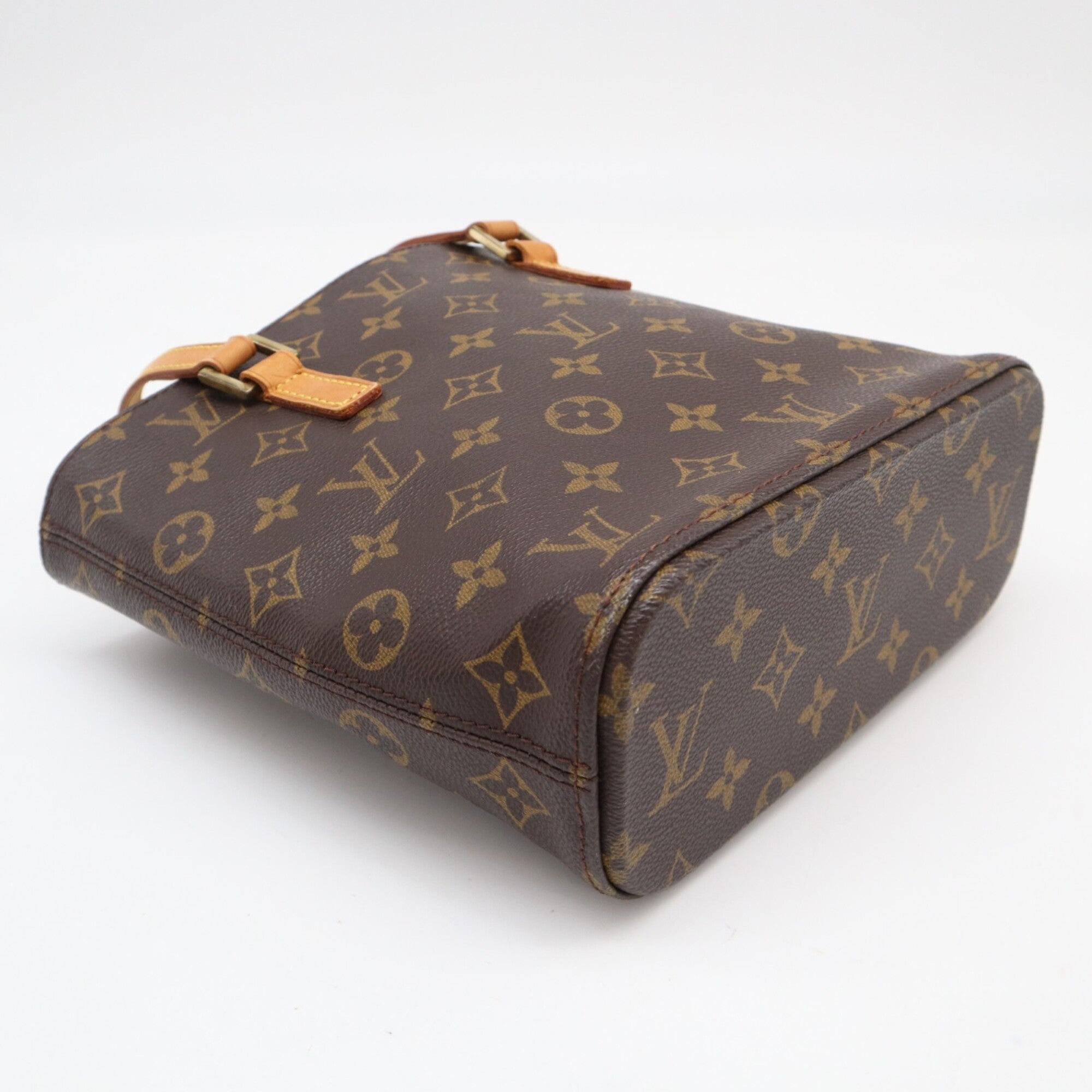 Louis Vuitton Beige Brown Coated Canvas Leather Handbag (Pre-Owned)