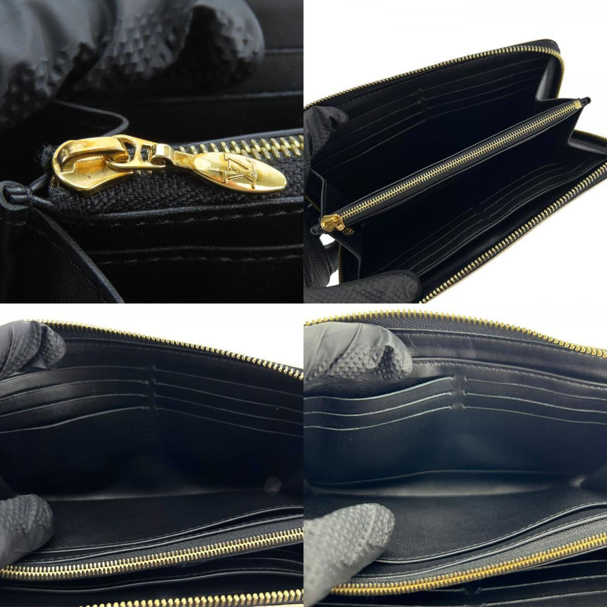 Louis Vuitton Black Leather Long Wallet (Bi-Fold) (Pre-Owned)