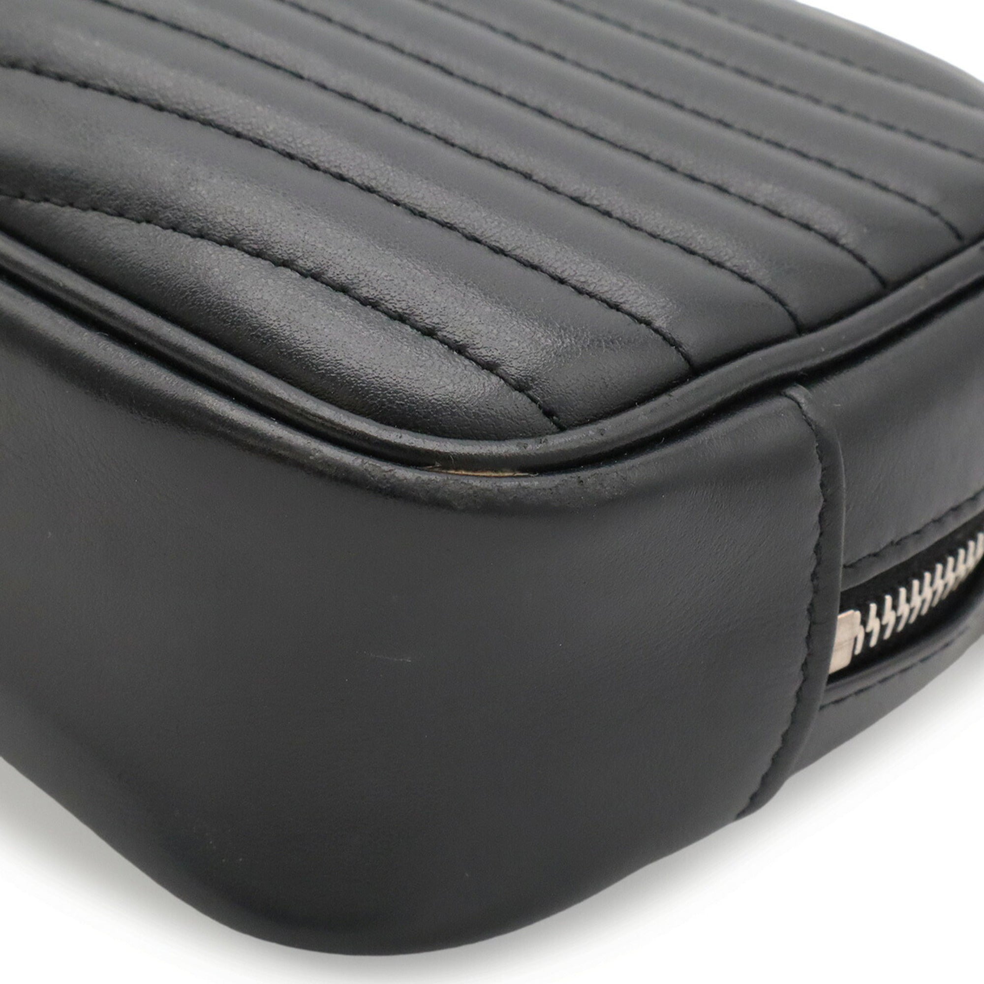 Yves Saint Laurent Black White Leather Shoulder Bag (Pre-Owned)