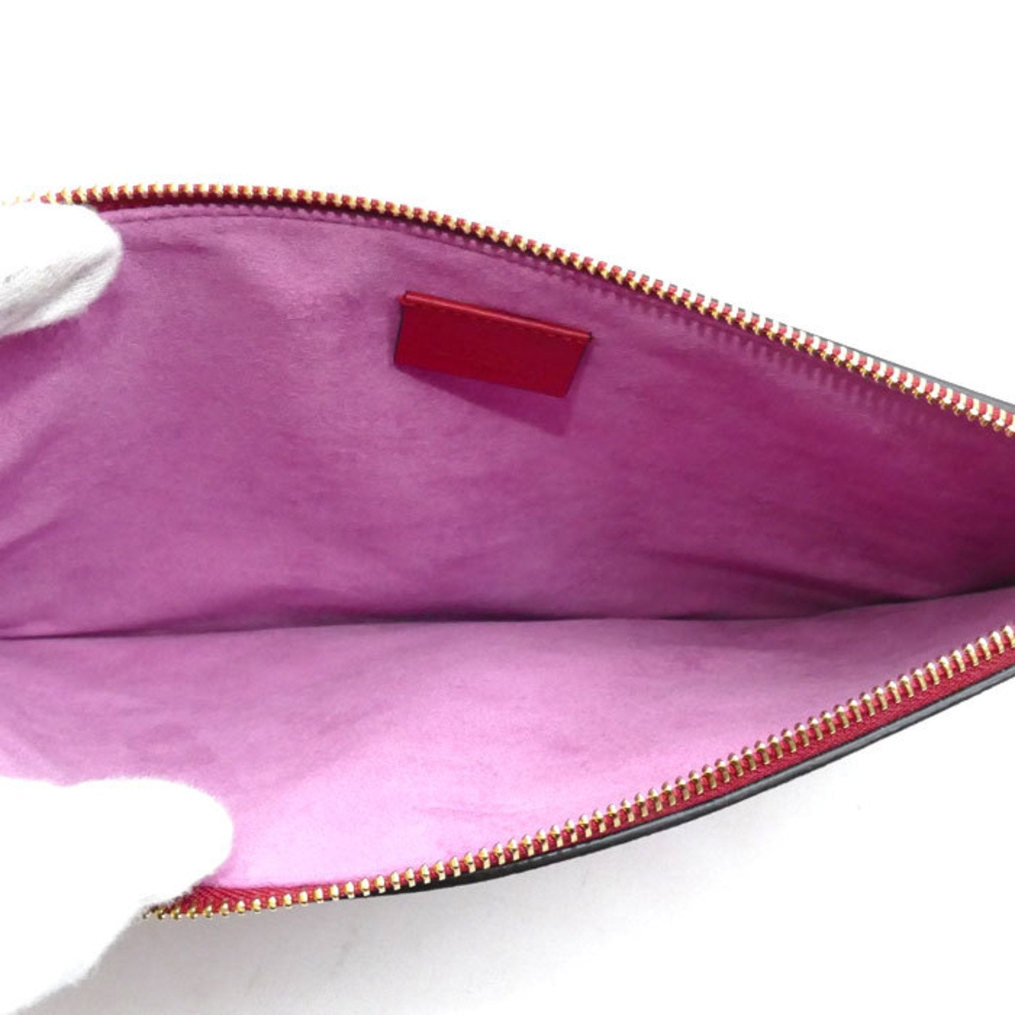 Gucci Beige Pink Red Color Suede Gg Supreme Clutch Bag (Pre-Owned)