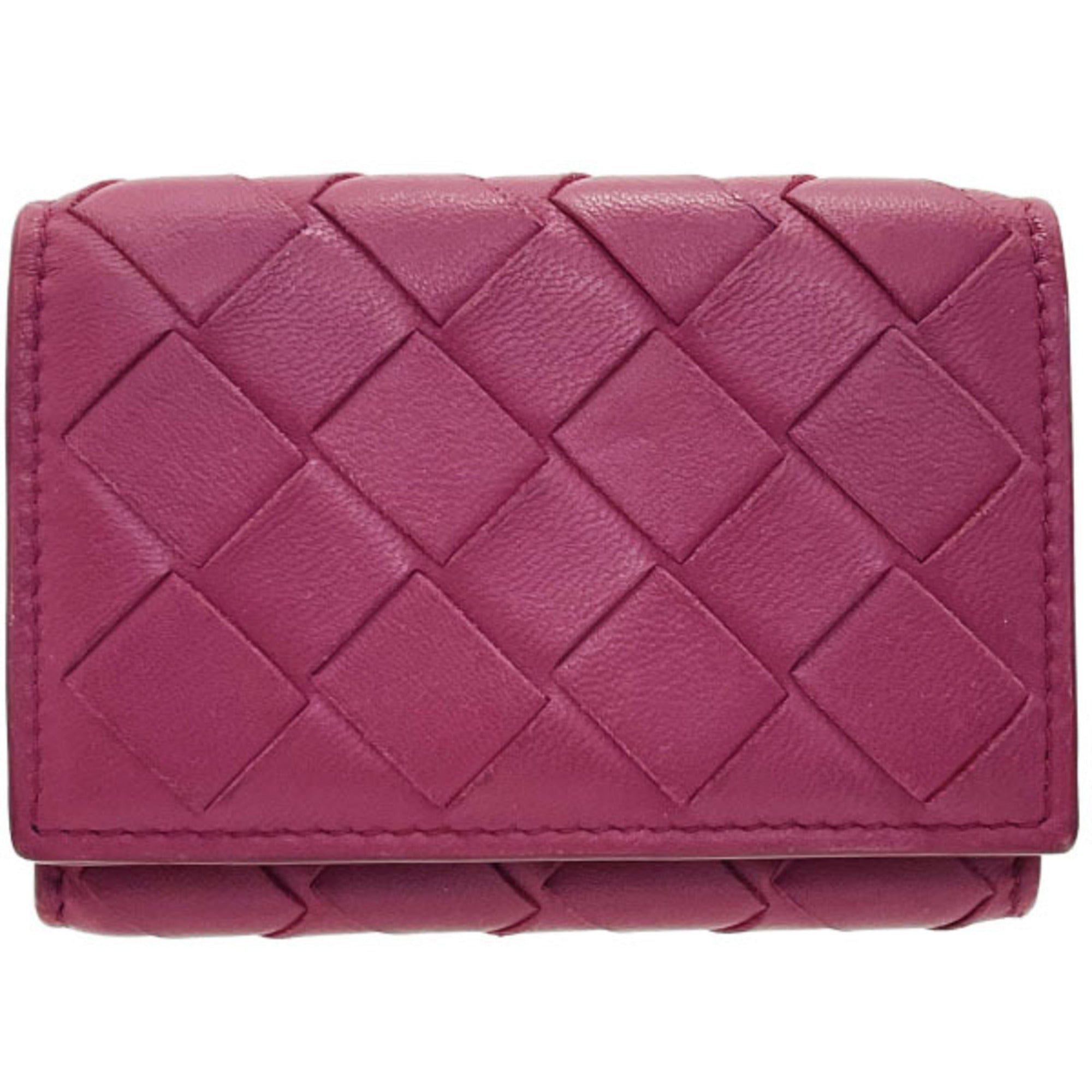 Bottega Veneta Red Color Leather Wallet (Tri-Fold) (Pre-Owned)