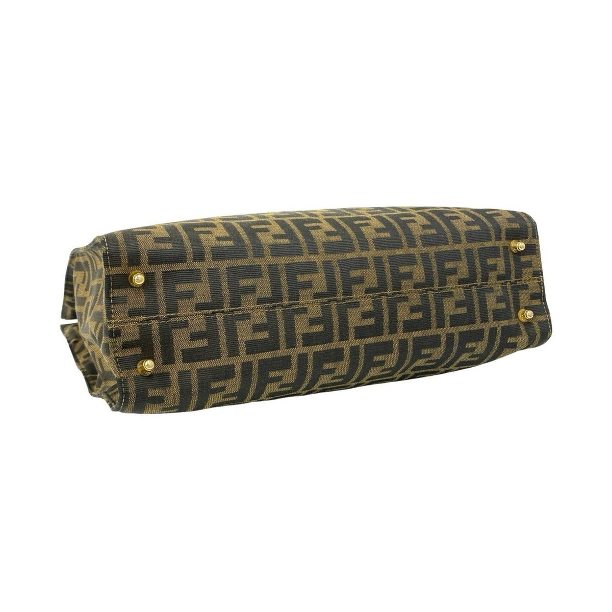 Fendi Black Brown Canvas Leather Handbag Tote Bag (Pre-Owned)