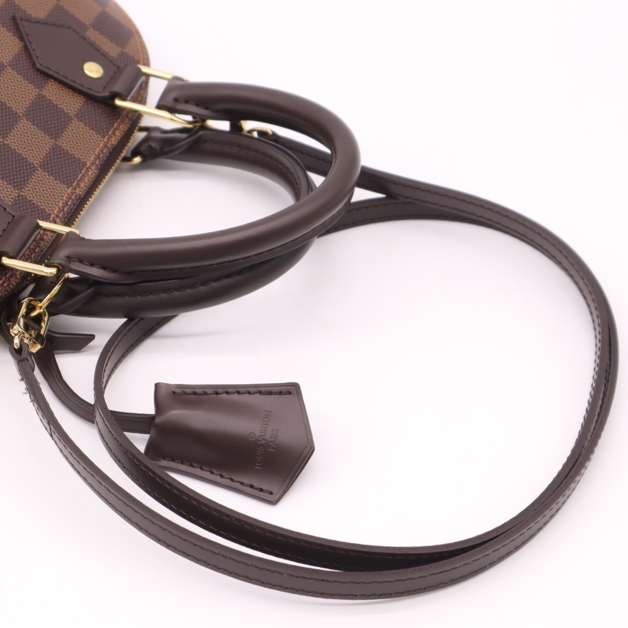 Louis Vuitton Damier Beige Brown Damier Canvas Coated Canvas Leather Handbag Pouch (Pre-Owned)