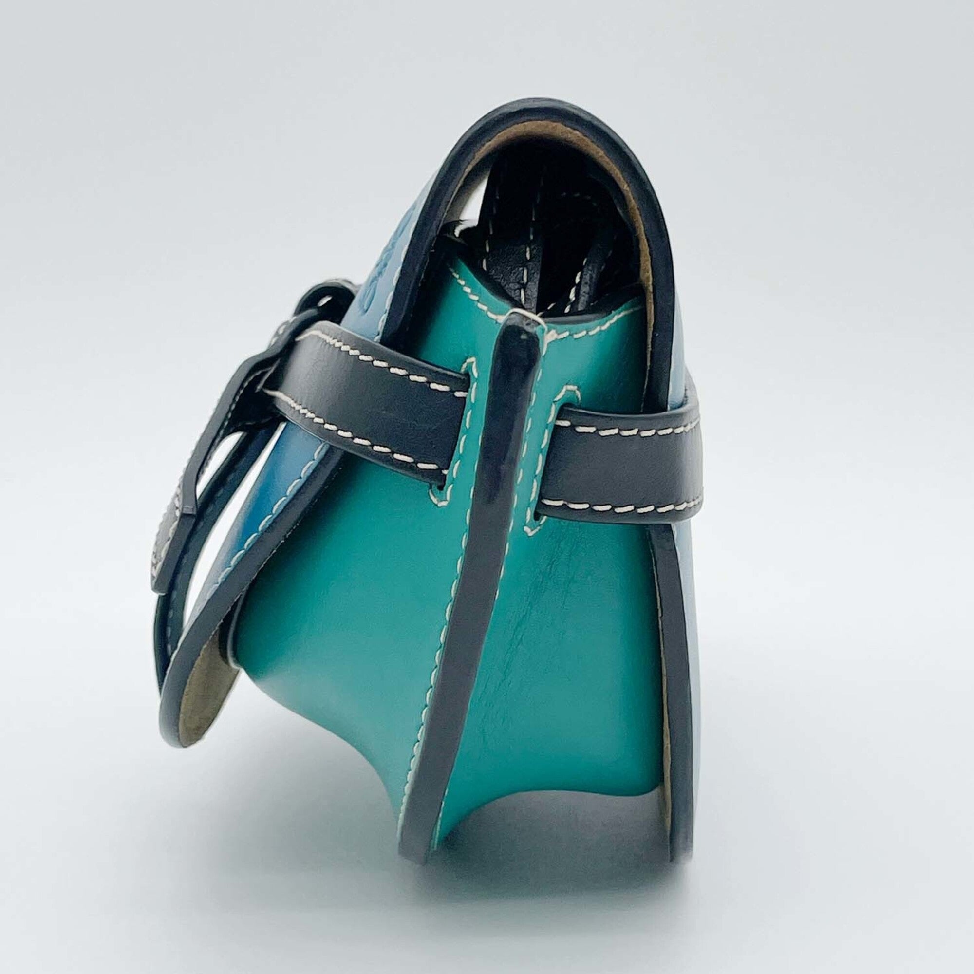 Loewe Blue Green Leather Pochette Shoulder Bag (Pre-Owned)