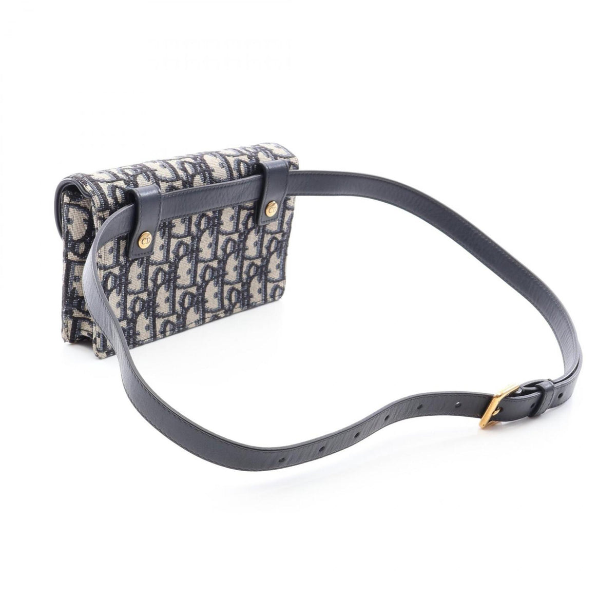 Christian Dior Beige Navy Canvas Leather Fanny Pack Handbag Saddle Bag (Pre-Owned)