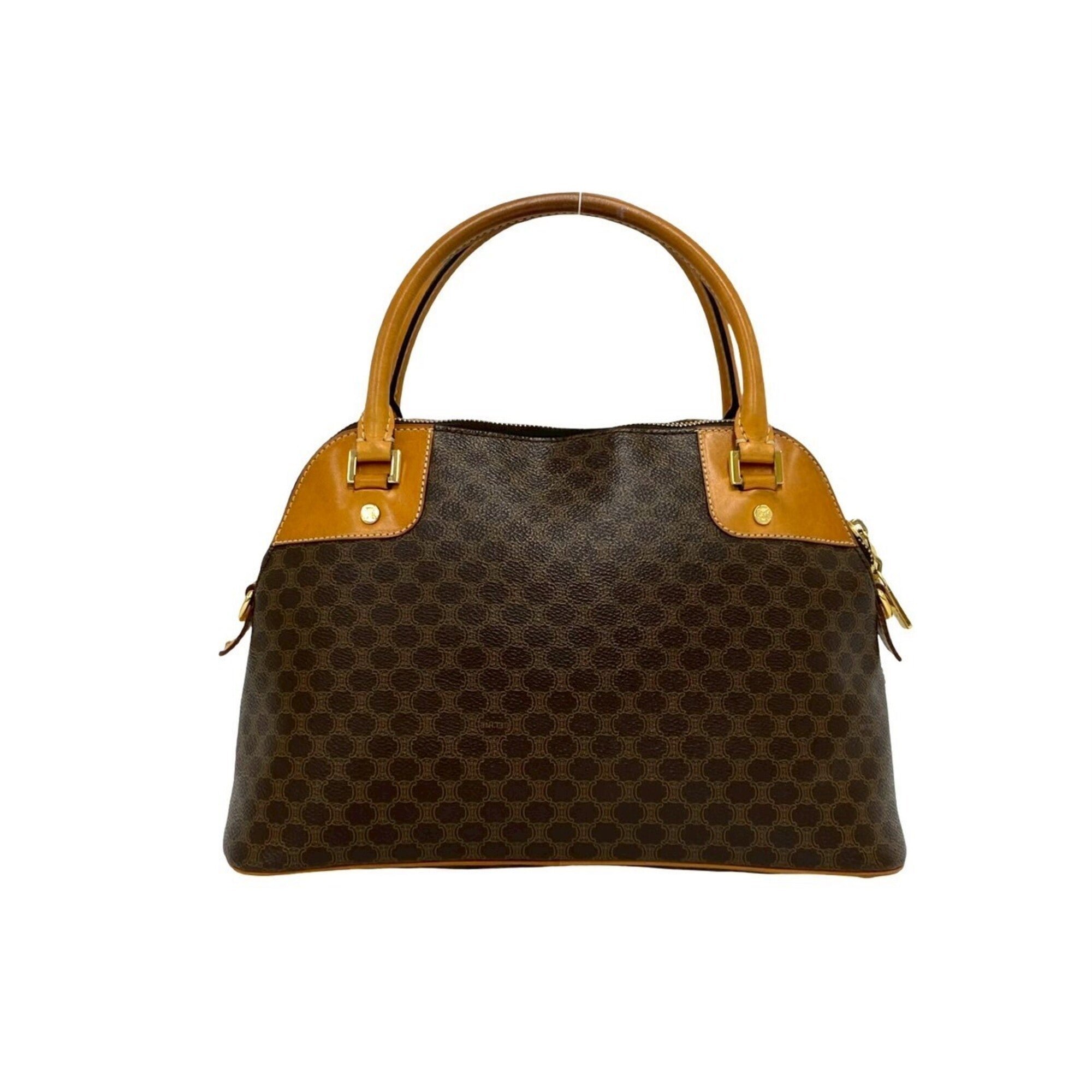 Celine Brown Leather Pvc Boston Bag Handbag (Pre-Owned)