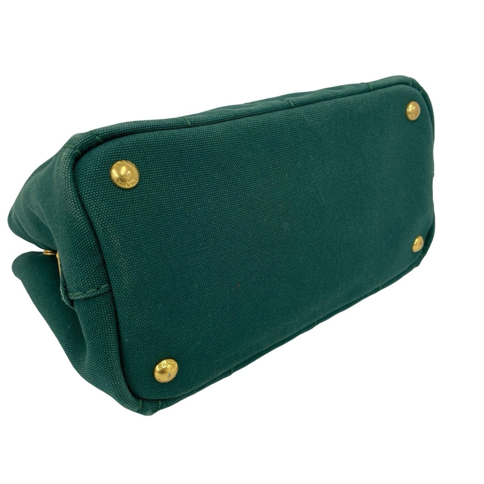Prada Green Canvas Handbag Shoulder Bag Tote Bag (Pre-Owned)
