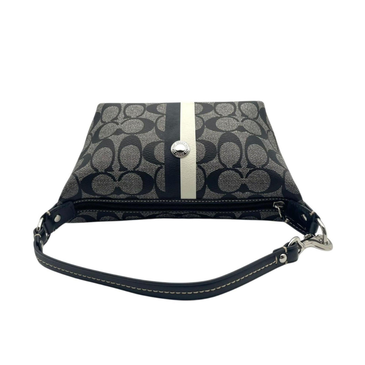 Coach Black Gray Pvc Leather Handbag Pouch (Pre-Owned)