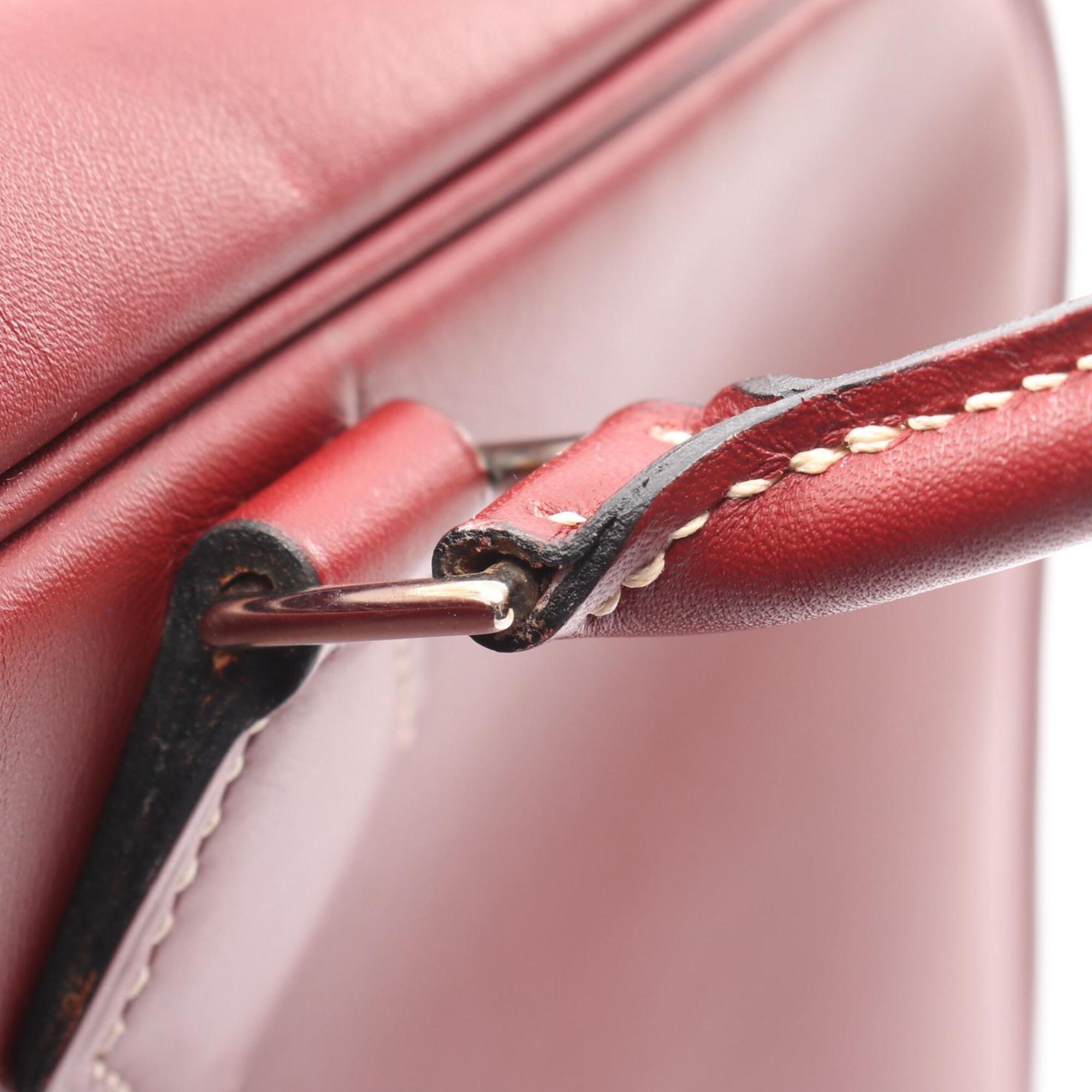 Hermes Bordeaux Rouge H Gulliver Leather Handbag (Pre-Owned)