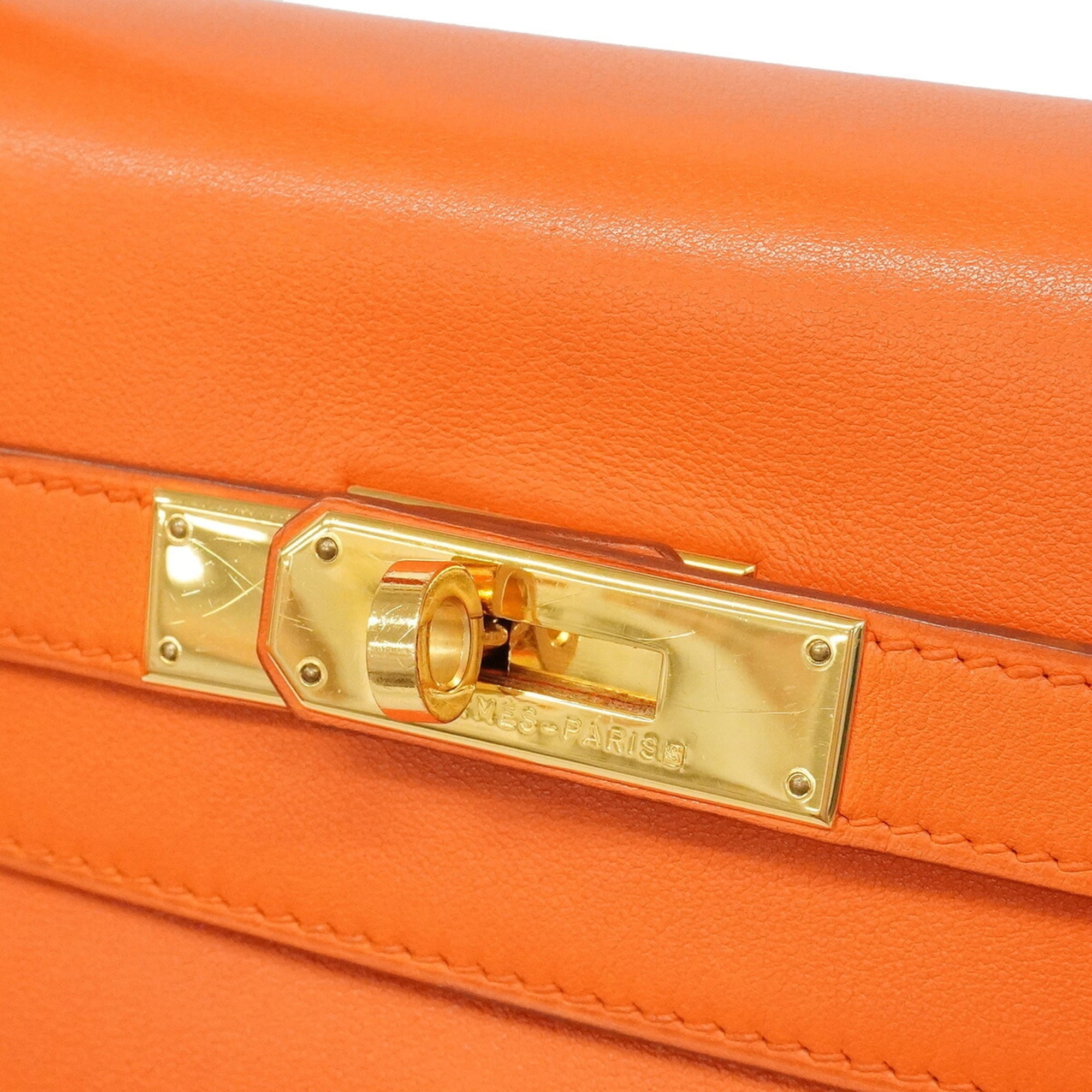Hermes Orange Gulliver Leather Handbag (Pre-Owned)