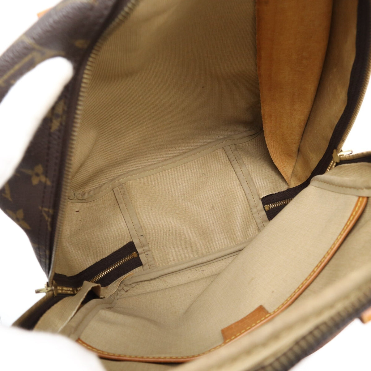 Louis Vuitton Beige Brown Monogram Coated Canvas Leather Handbag (Pre-Owned)