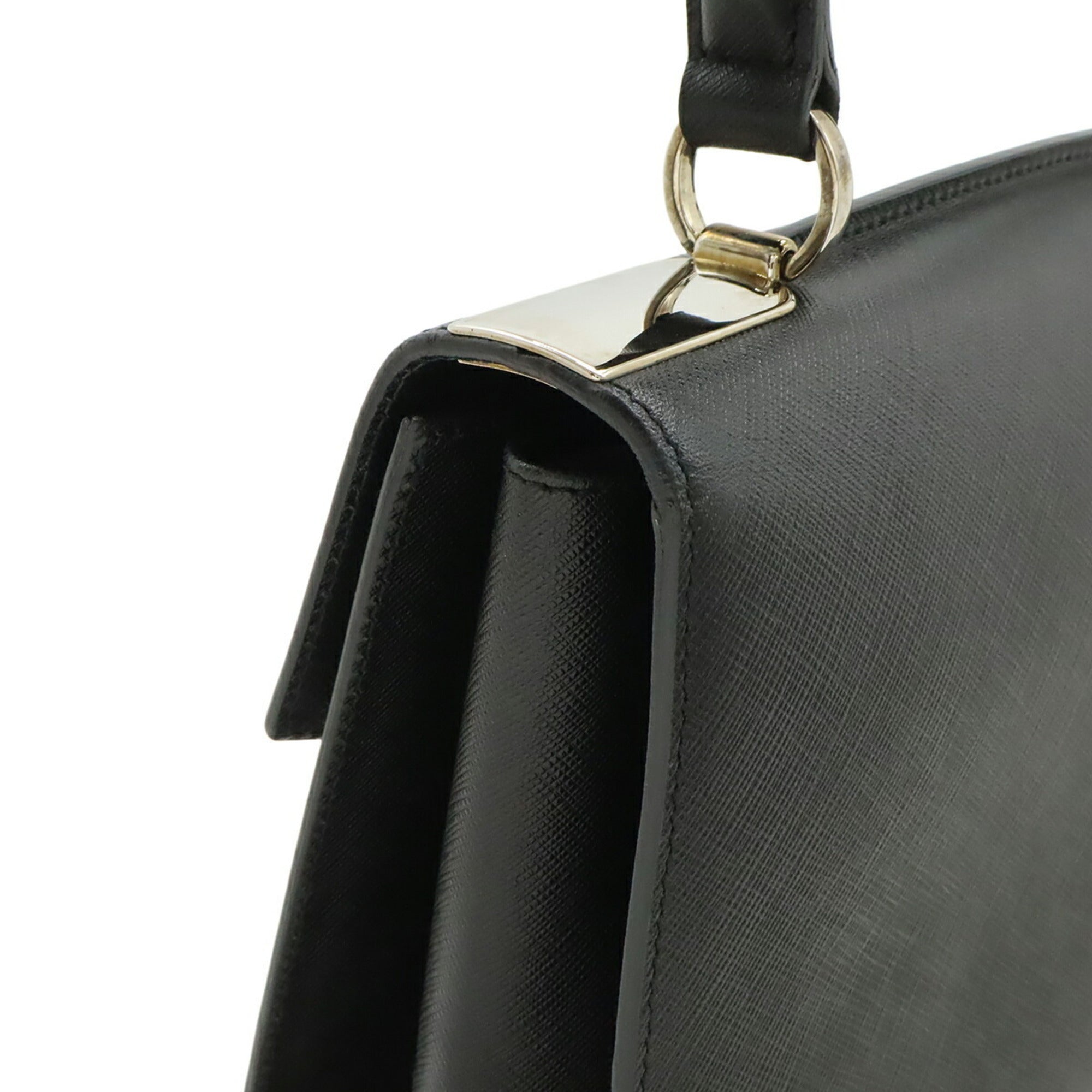 Salvatore Ferragamo Gancini Black Leather Handbag (Pre-Owned)
