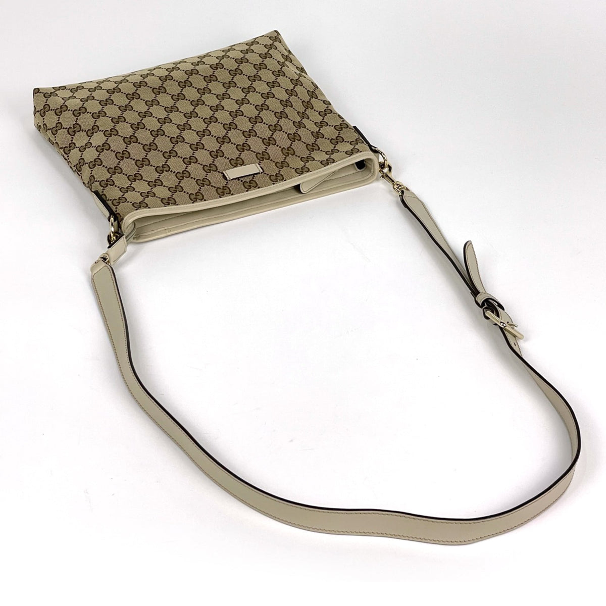 Gucci Beige Gg Canvas Leather Shoulder Bag (Pre-Owned)