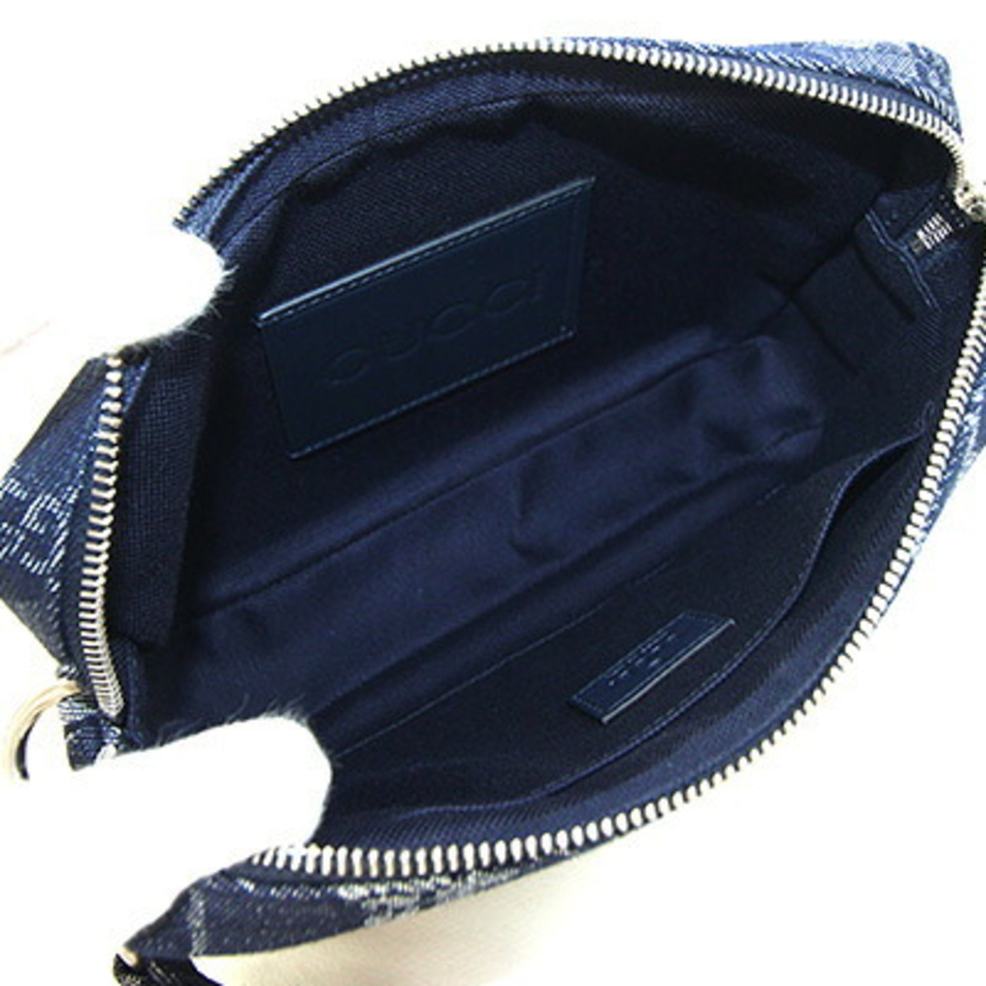 Gucci Dark Blue Navy Denim Leather Clutch Bag Shoulder Bag (Pre-Owned)