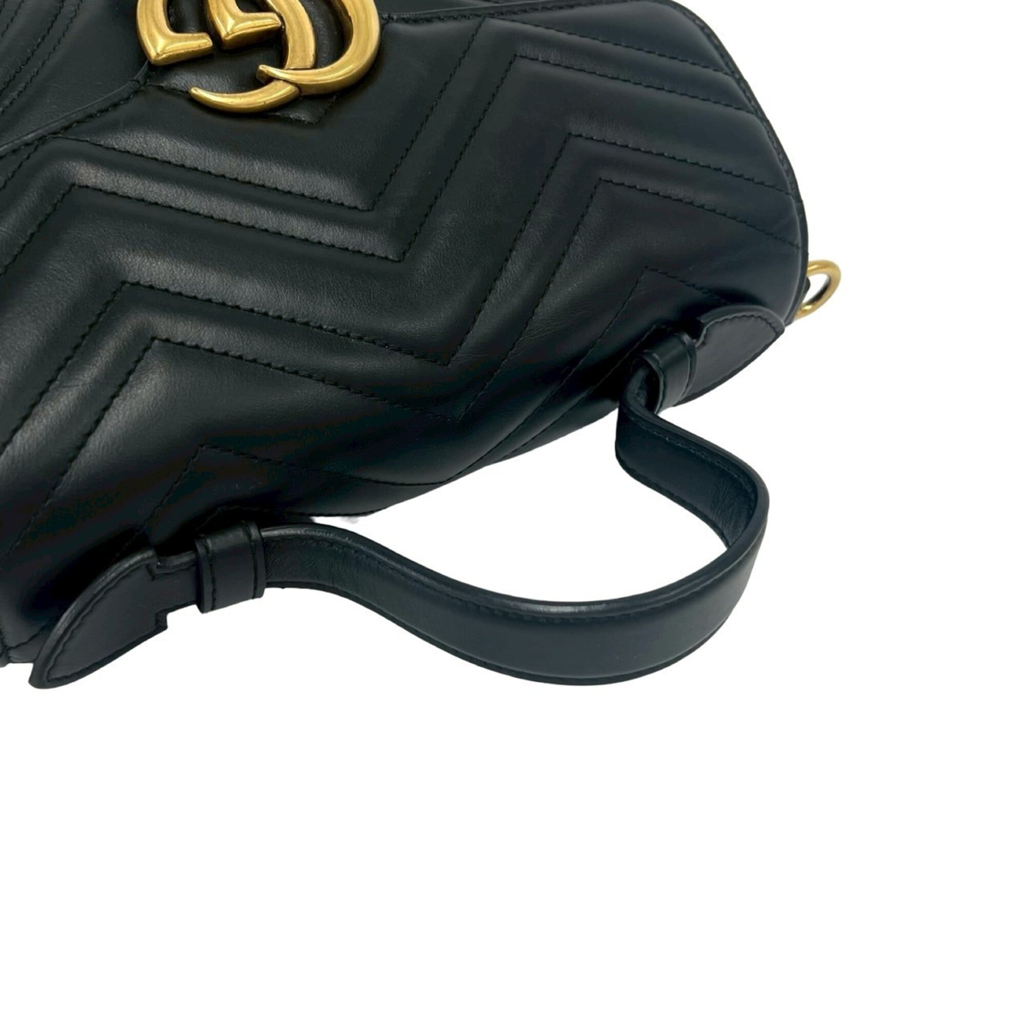 Gucci Black Leather Handbag Pochette Shoulder Bag (Pre-Owned)