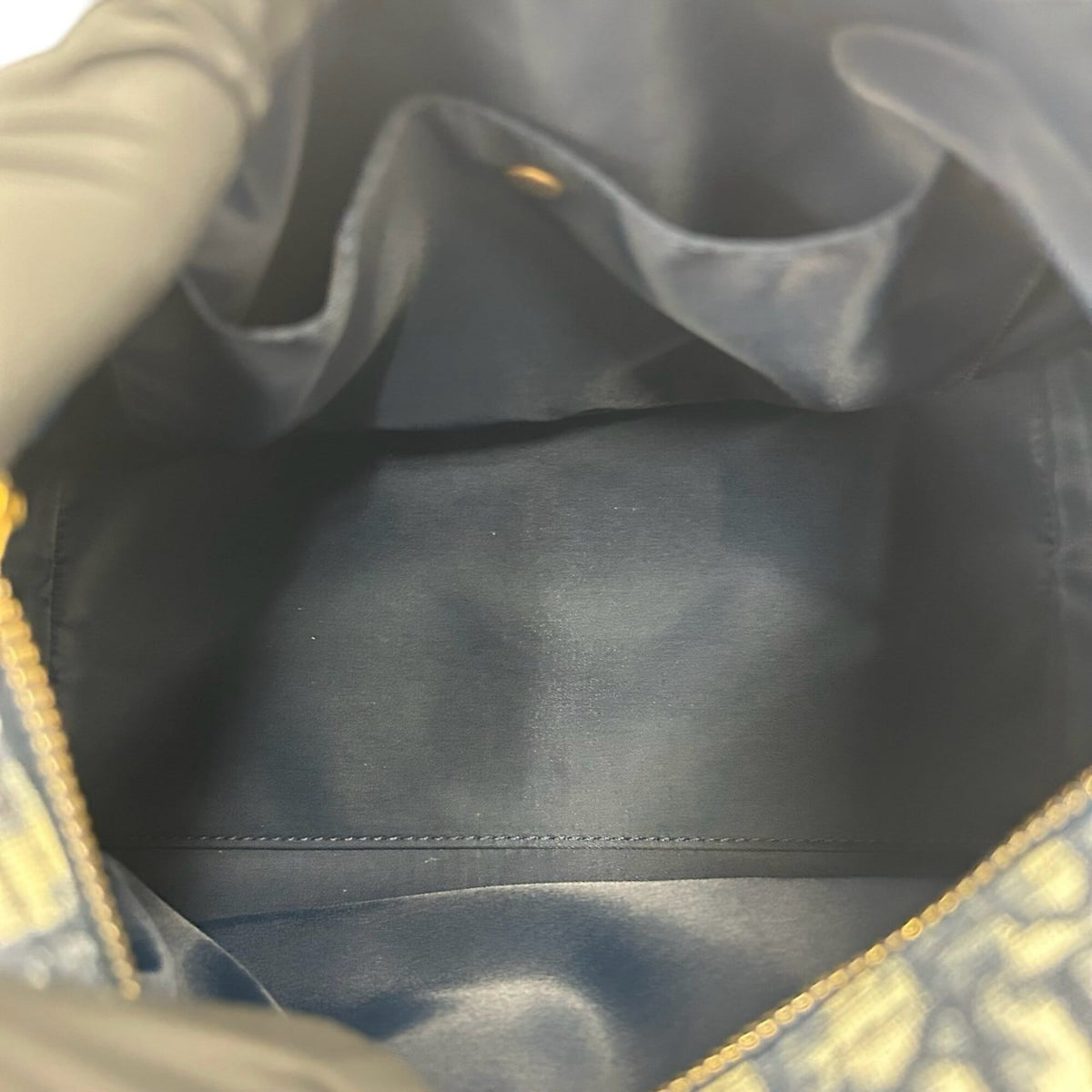 Christian Dior Navy Pvc Leather Boston Bag Handbag (Pre-Owned)