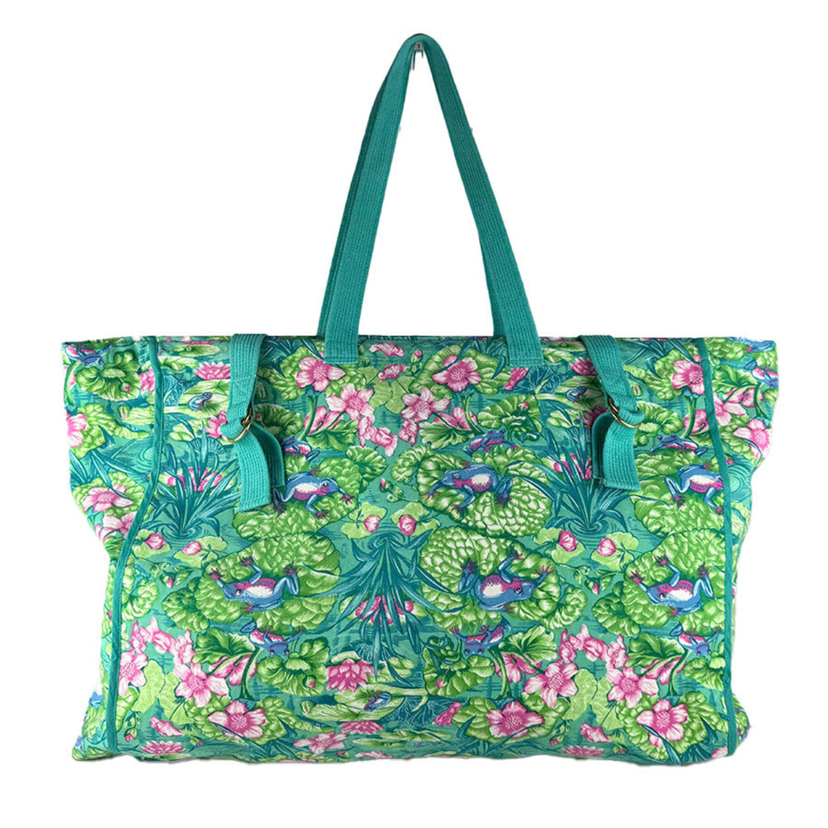 Hermes Green Canvas Handbag Tote Bag (Pre-Owned)