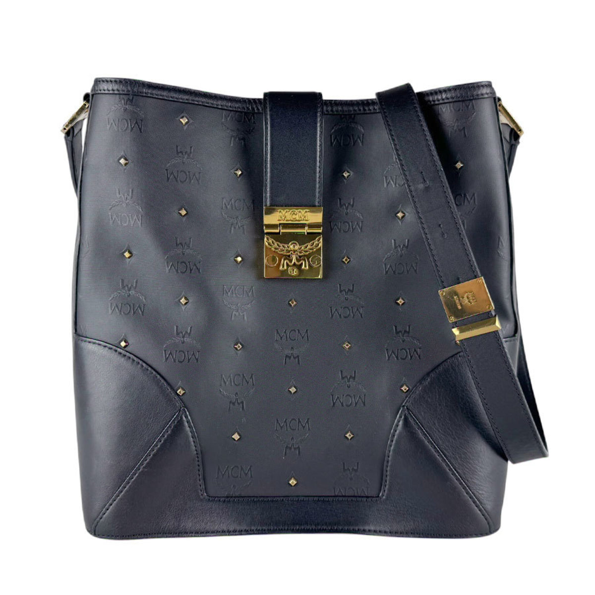 Mcm Black Coated Canvas Leather Shoulder Bag (Pre-Owned)