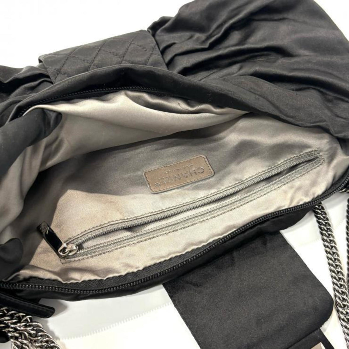 Chanel Black Satin Handbag (Pre-Owned)