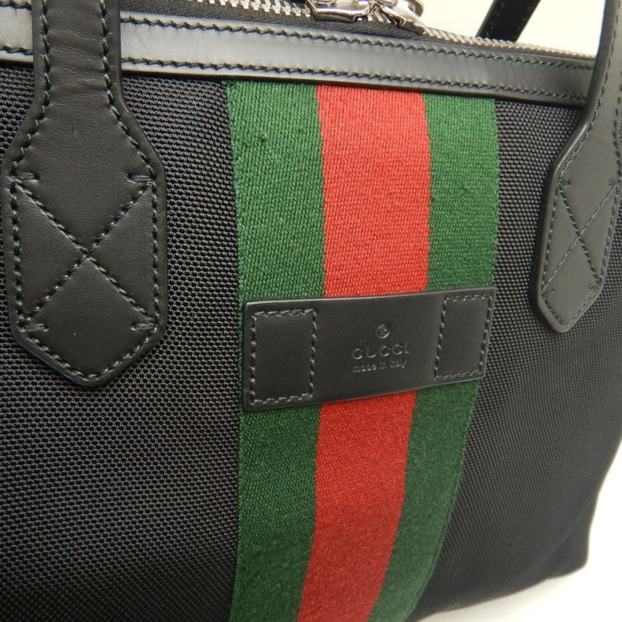 Gucci Black Canvas Leather Tote Bag (Pre-Owned)
