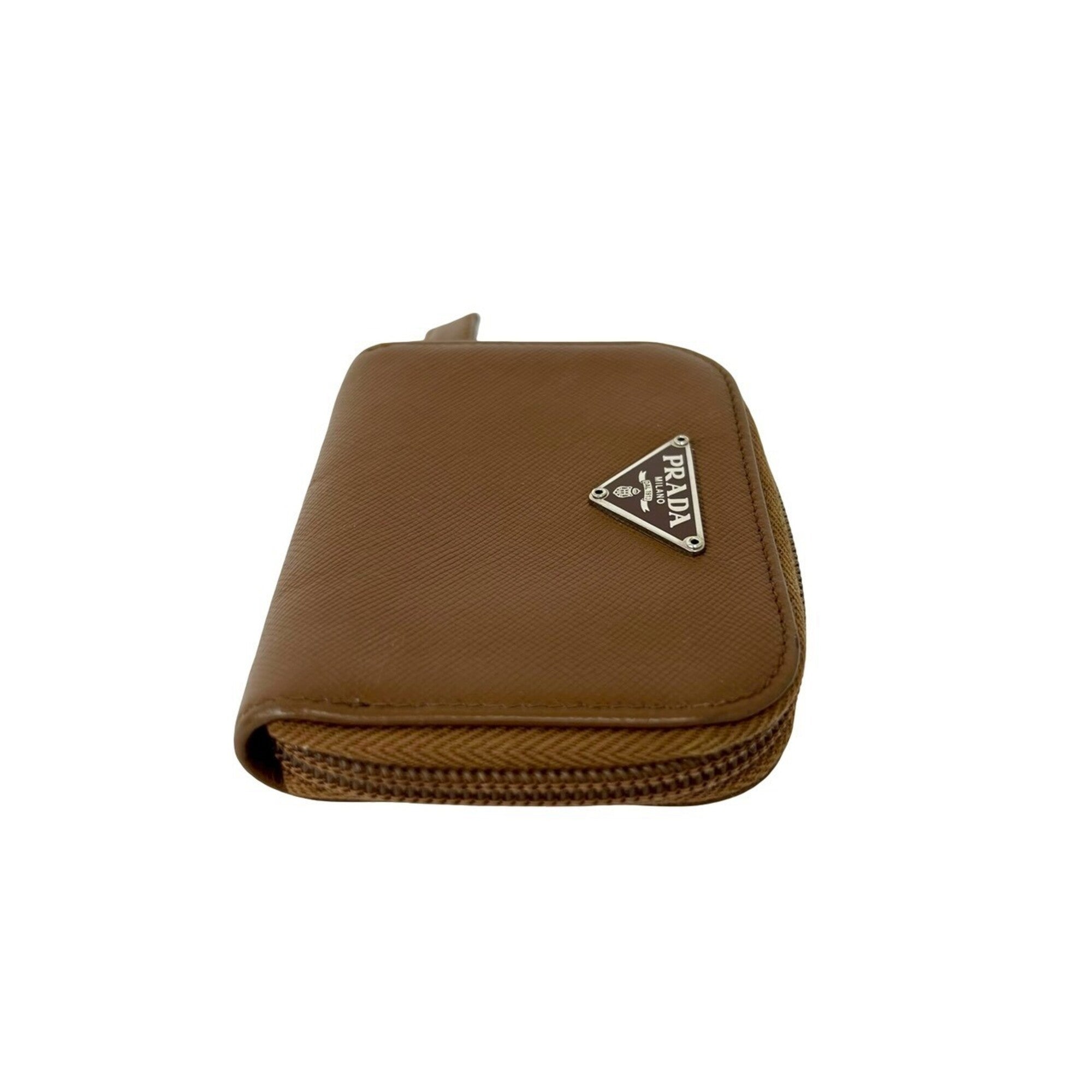 Prada Brown Leather Coin Purse/Coin Case (Pre-Owned)