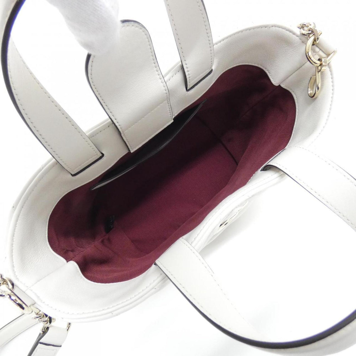 Gucci White Leather Handbag Tote Bag (Pre-Owned)