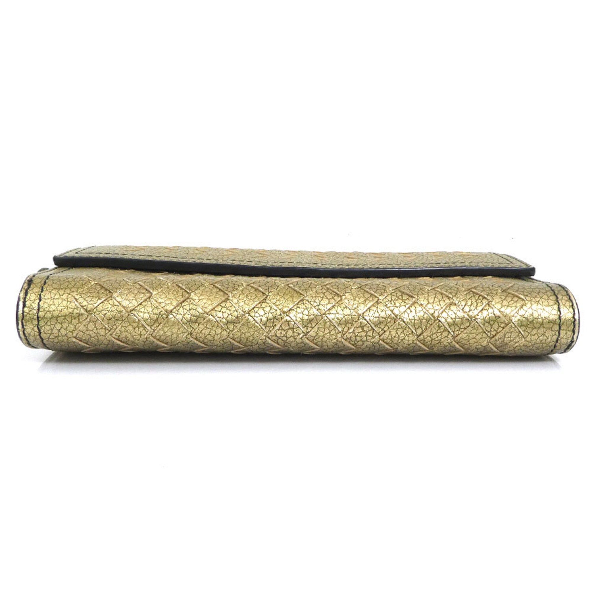 Bottega Veneta Gold Intrecciato Long Wallet (Bi-Fold) (Pre-Owned)