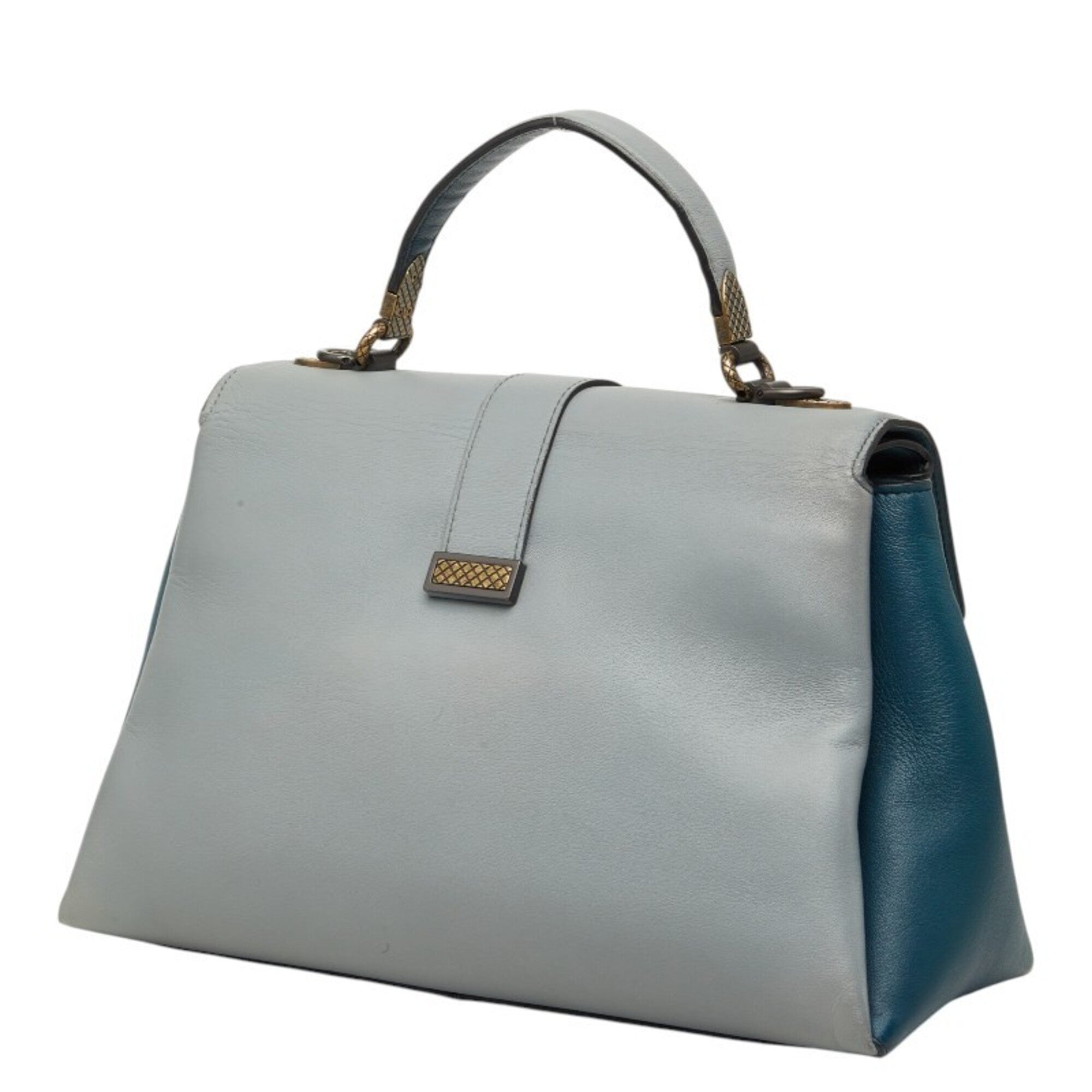 Bottega Veneta Light Blue Leather Handbag Shoulder Bag (Pre-Owned)
