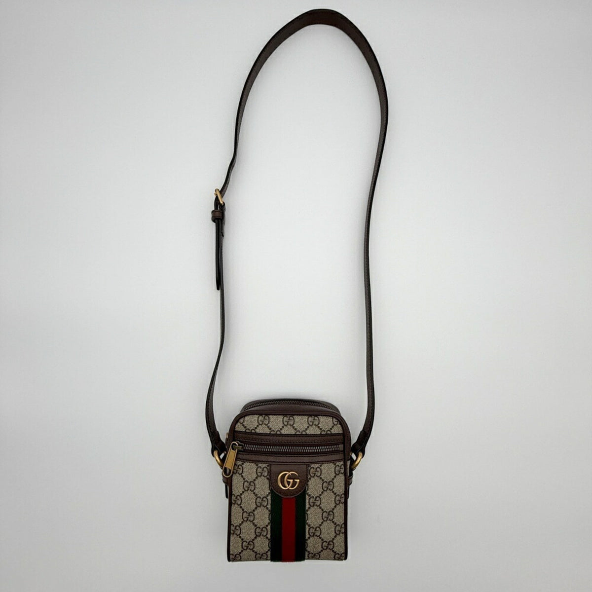 Gucci Beige Brown Gg Supreme Canvas Leather Shoulder Bag (Pre-Owned)