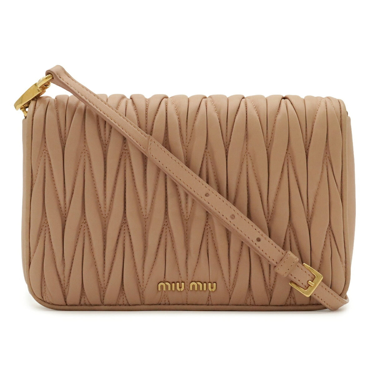 Miu Miu Matelasse Light Pink Leather Pochette Shoulder Bag (Pre-Owned)